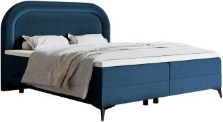 Selsey 'Loreo' Boxspringbett mit wasserfestem Samtbezug, dunkelblau, 160x200 cm