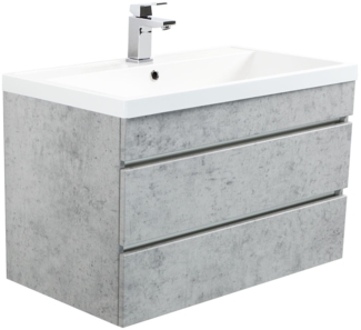 Badmöbel Via 80 SoftClose beton mit grifflosen Schubladen : Beton