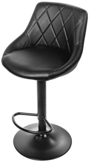Home Collective Barhocker Küchenhocker mit Rückenlehne, Fußstütze, höhenverstellbar, 360°-Drehstuhl, Tresenhocker, schwarzes Kunstleder, schwarzes Gestell