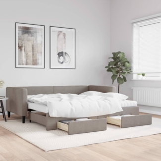 vidaXL Tagesbett Ausziehbar mit Schubladen Taupe 90x200 cm Stoff 3196635