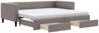 vidaXL Tagesbett Ausziehbar mit Schubladen Taupe 90x200 cm Stoff 3196635
