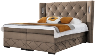 Boxspringbett Fazzle Lux, Braun, 140x200 cm