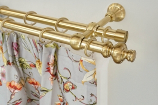 GARESA Gardinenstange ANDREA, Ø 20 mm, 2-läufig, Wunschmaßlänge, verschraubt, Metall, Vorhanggarnitur, verlängerbar, Endknopf Profil groß, mit Ringen