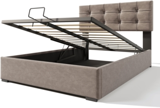 ComfortXL Hydraulisches Einzelbett-BB525, Massivholz, Grau, 203x96x98cm