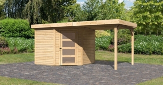 Karibu Gartenhaus 19mm Schwandorf 5 mit Anbau 2,40m unbehandelt nur Anbau