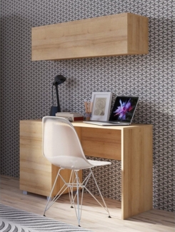 Lomadox Schreibtisch CAIRNS-132, Arbeitstisch mit Regal in Eiche Nb, Modern, grifflos