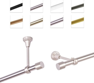 MDEKOR Gardinenstange Vorhangstange 19mm, 1-läufig, kürzbar, 1-läufig Wand oder Deckenmontage, 120 cm Chrom Matt