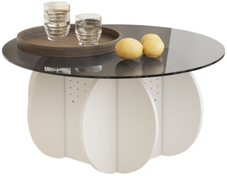 radelldar Couchtisch Rund Wohnzimmertisch glas mit Verstecktem Raum, 80 x 80 x 41 cm