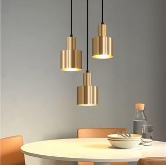 Nettlife Pendelleuchte Hängelampe Esstisch Vintage 1/3 Flammig Gold E27 Metall Esszimmerlampe, Höhenverstellbar, LED wechselbar, Hängeleuchte für Schlafzimmer Wohnzimmer Esszimmer