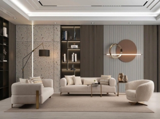 Nobelaa 'Bouvardia' Wohnzimmergarnitur, Baumwollstoff beige