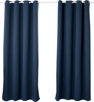 Woltu Verdunkelungsvorhang, Ösen, blickdicht, 2er Set Vorhang Blickdicht Thermovorhang 250g/m²
