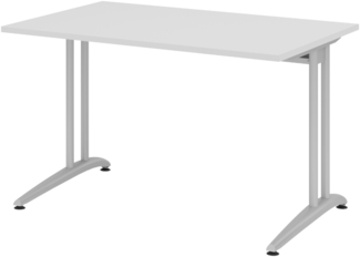 bümö Schreibtisch klein Serie 120x80 cm, Tischplatte aus Holz in grau, Gestell aus Metall in Silber - PC Tisch, kleiner Computertisch für's Büro, Office Bürotisch, BS-12-5