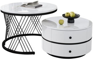 HAUSS SPOLE Couchtisch 2er Set in X-Form, Hochglanz runde Tische mit 2 Schubladen, schwarz (2-St)