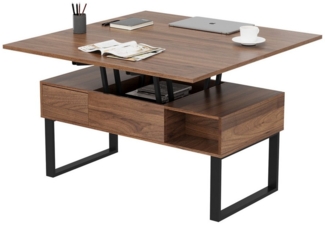VOWNER Couchtisch 3-in-1-Multifunktions-Wohnzimmertisch, Höhenverstellbar, 1 Schublade + offene Ablagefächer + verstecktes Fach