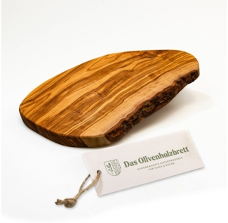 dasOlivenholzbrett Servierbrett Brotzeitbrett aus Olivenholz im Naturschnitt, Olivenholz, (1-St)