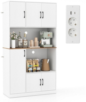 COSTWAY Küchenbuffet mit Steckdose, Arbeitsplatte Küchenschrank Holz 180cm