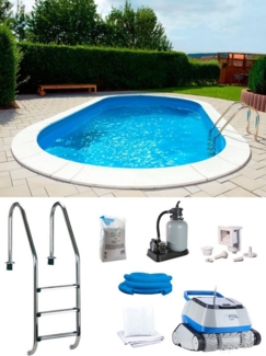 my POOL BWT Ovalpool POWER, BxLxH: 400 x 800 x 150 cm (Komplett-Set, 7-tlg), in 2 Folienfarben erhältlich, inkl. Poolroboter POWER ONE4ALL