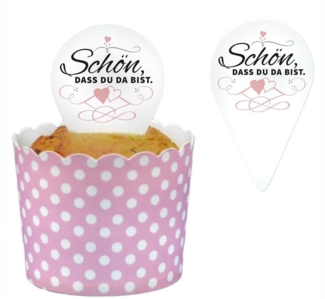 Frau WUNDERVoll Muffinform 24 Topper, Kuchenstecker weiß - Schön, dass du da bist