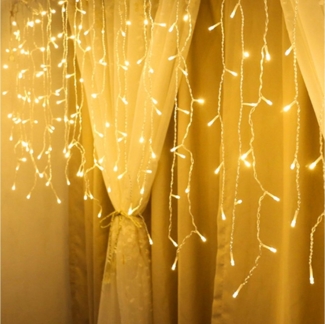 Rosnek LED-Lichtervorhang 3M, 96LEDs,12 Stränge, Wasserdicht, USB, für Wand Fenster Schlafzimmer, Party Deko