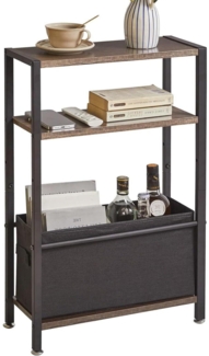 Aibiju Beistelltisch mit Stauraum 3-stufiger schmaler Couchtisch dunkelgrau