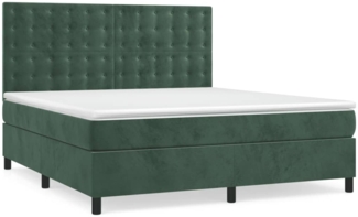 vidaXL Boxspringbett mit Matratze Dunkelgrün 180x200 cm Samt 3143280