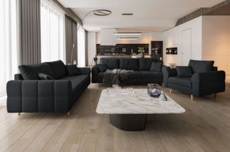 99rooms Bello Polstergarnitur Strukturstoff NEVE Schwarz