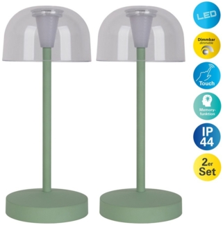 näve LED Tischleuchte Gomba 18,5 cm, Dimmfunktion, LED fest integriert, Warmweiß, 2er Set, aufladbar, USB Kabel, Memoryfunktion, stufenlos dimmbar