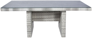 Gartentisch Boston Esstisch Wangentisch 192 x 90 x 75 cm Glas-Keramik Weiß-Grau