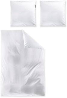 Irisette Mako-Satin uni Bettwäsche Set uni Paris 8000 weiss 135 x 200 cm + 1 x Kissenbezug 80 x 80 cm