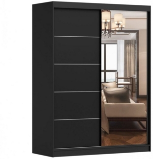MOEBLO Kleiderschrank LARA 05 (mit Spiegel Schwebetürenschrank 2-türig Schrank mit vielen Einlegeböden und Kleiderstange, Gaderobe Schiebtüren Schlafzimmer-Wohnzimmerschrank Modern Design), (BxHxT): 150x200x61 cm