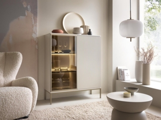 Compleo Vitrine LINO mit gerifflete Front, Loft stil, 2 Türen
