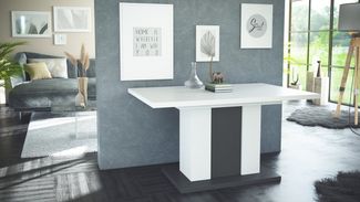 Vladon Esstisch Eckig (Esstisch, ausziehbar 140 - 180 / 160 - 200 x 75 x 90 cm), in Weiß / Beton, Weiß / Anthrazit, Anthrazit / Weiß verfügbar