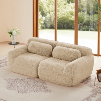 Modulares Cloud Sofa Plüsch, boneless Design, 32D Schaumstoff, flexibel konfigurierbar,kein Aufbau, ultra weich,khaki