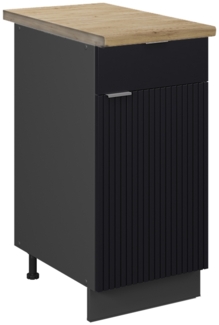 Vicco Küchenunterschrank Schwarz gestreift 40 cm , AP Eiche, Fame-Line