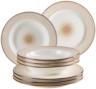 Premium Tafelservice für 4 Personen in Gastronomie-Qualität, 8-teiliges modernes Teller Set in einzigartigem Vintage Stil, Weiß