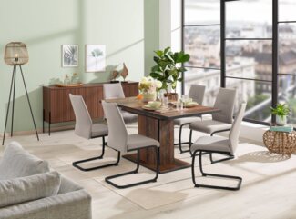 HELA Essgruppe Ariana, Esstisch mit 6 Stühlen, ausziehbarer Küchentisch, (Set, 7-tlg, 1 Tisch ausziehbar / 6 Stühle), 7-tlg. Set, Tisch (120-160cm), 6 Stühle mit hoher Belastbarkeit