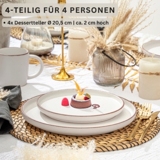 SÄNGER Steingut Dessertteller Bombay Ivory 4 teilig