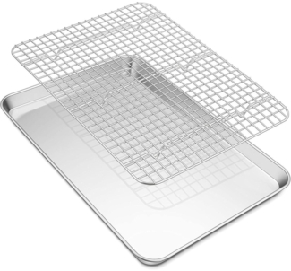 TEAMFAR Backblech mit Abkühlgitter Edelstahl Rechteckig Backform Kuchenblech