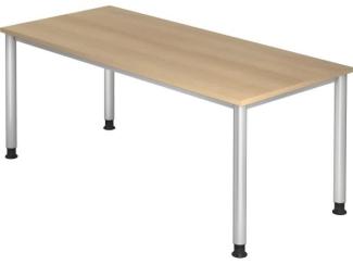 Schreibtisch HS19 4-Fuß rund 180x80 cm Eiche Gestellfarbe: Silber