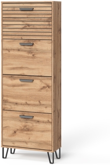 Vicco Schuhkipper Eiche Wotan 60 x 168 cm mit 4 Fächern, Amber
