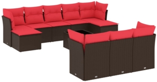 vidaXL 11-teiliges Gartensofa-Set mit Kissen, braun, Polyrattan 3218344