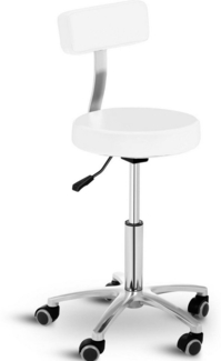 Physa Drehstuhl Rollhocker mit Lehne Drehhocker Arbeitshocker Praxis Weiß 150 kg
