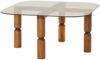 Dmora Wohnzimmertisch Gran, Niedriger Wohnzimmertisch, Kaffeeregal, Couchtisch für Sofa, 80x80h40 cm, Walnuss und Geräuchert