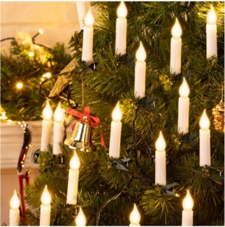 Qualra LED-Christbaumkerzen Christbaumkerzen LED Kerzen Weihnachtsbaum 10/20/30LED mit Clip, Batterie Baumkerzen für Weihnachtsdeko Hochzeit Party