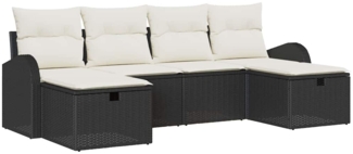 vidaXL Sofa Set mit Kissen 6 pcs Schwarz und Creme Poly-Rattan 3359116