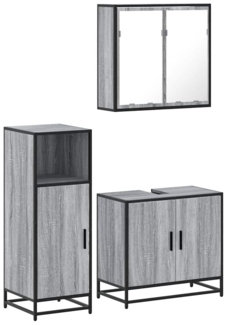 vidaXL 3-tlg. Badmöbel-Set Grau Sonoma Holzwerkstoff 3300948