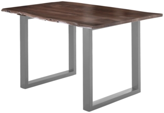 Esstisch Baumkante massiv Akazie nussbaum 180x90 U-Gestell silber LUBIN 527331