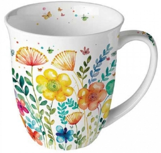 Ambiente Luxury Paper Products Becher Blumen, Rosen, Pflanzen, Sommer, Frühling, Tasse, Kollektion, Porzellan Trinkbllecher Becher 0,4 l Lebendiger, Frühling, Frühlingsblumen, Sommer Blumen Motiv, Porzellan Tee, Kaffeee Tasse, Kollektion, Geschenke