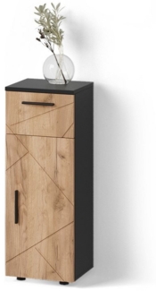 Livinity® Midischrank Ronco, Goldkraft Eiche/Anthrazit/Anthrazit, 30 x 81 cm