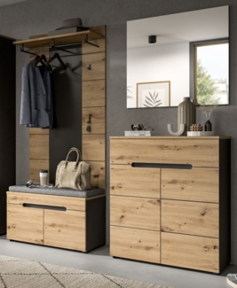 Garderobe Set 4-tlg. Cooper in Eiche und grau 175 cm